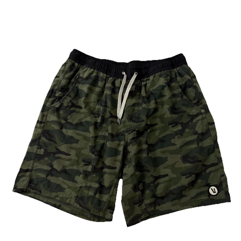 Vuori Kore Shorts Mens Large Green Black Camo Coolmax Boxer Built In Performance